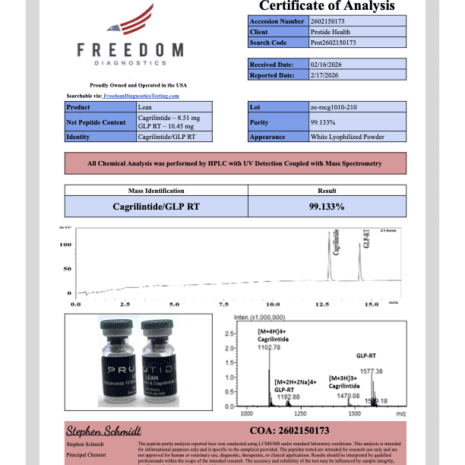 GLP-3:CAG Feb GLP-3 Cagrilintide third party tested 99% pure research peptide COA