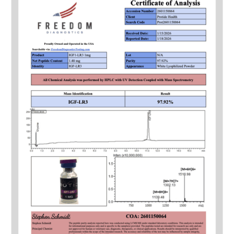 IGF-1 LR3 IGF-LR3 third party tested research peptide COA