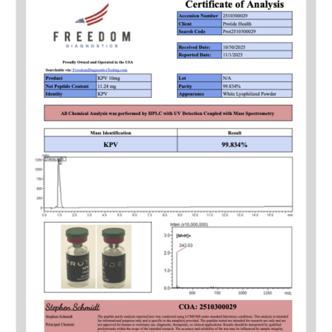KPV 10mg KPV 10mg Third Party Tested 99% pure Research Peptide COA