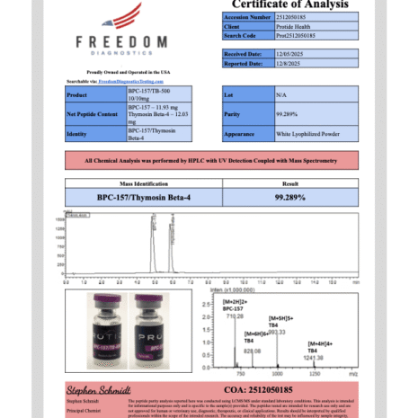 BPC-157/TB-500 10/10mg “Wolverine Blend” COA BPC-157/TB-500 10/10mg “Wolverine Blend” COA Third Party test results.