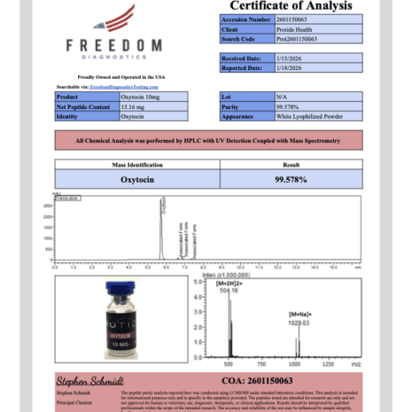 Oxytocin 10mg Oxytocin 10mg Third Party Tested 99% Pure Reseach Peptide COA