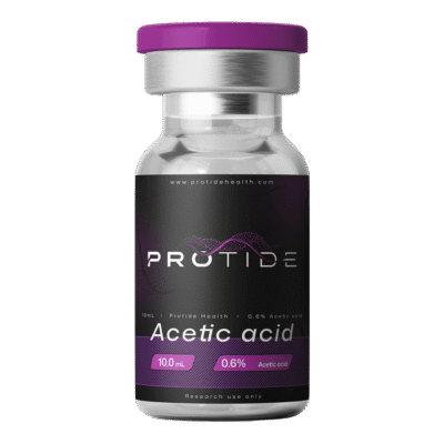 Acetic acid (0.6%) 10 mL peptide reconstitution solution from Protide Health.