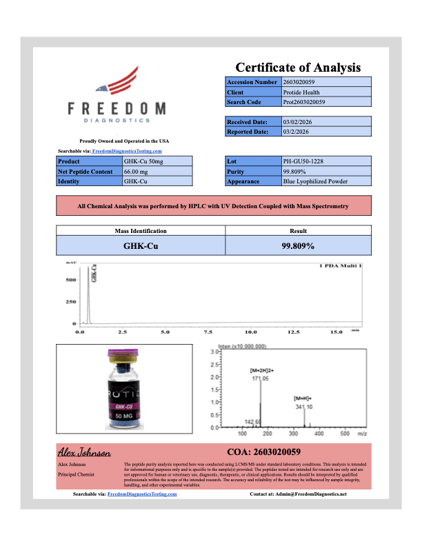 Source COA scan, GHK-Cu 50mg lot PH-GU50-1228