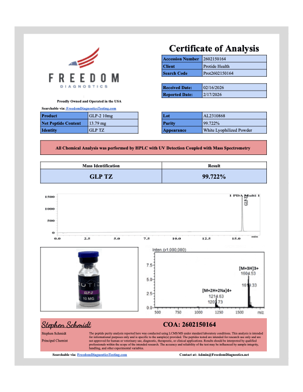 Source COA scan, GLP-2 10mg lot AL2310868