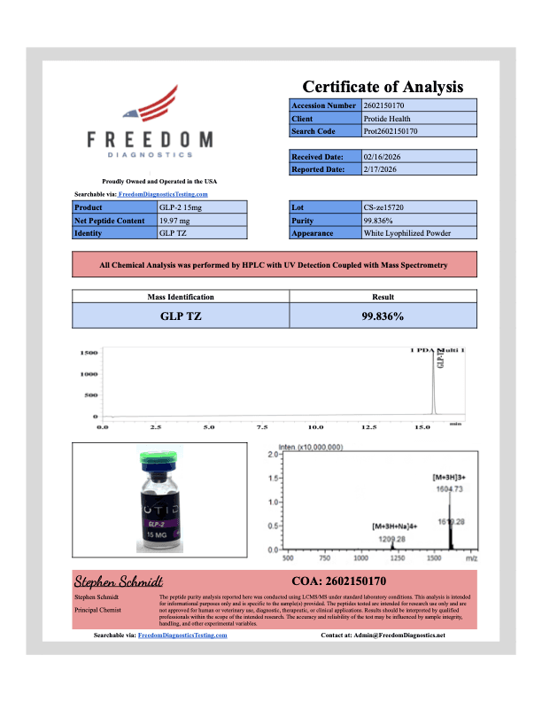 Source COA scan, GLP-2 15mg lot CS-ze15720