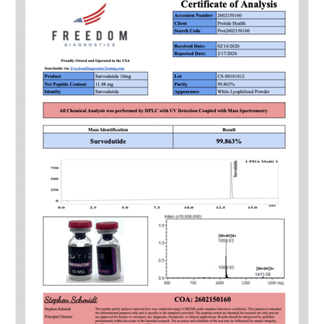 Survodutide 10mg COA Survodutide 10mg Third Party Tested 99% Pure Research Peptide COA