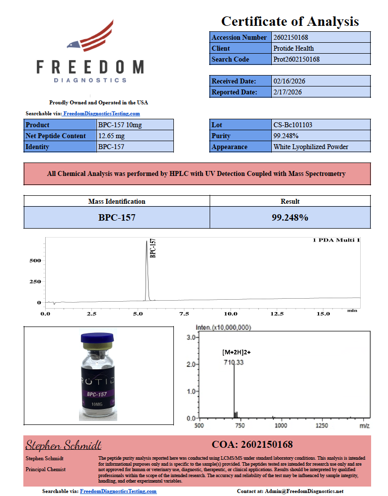 Source COA scan, BPC-157 10mg lot CS-Bc101103