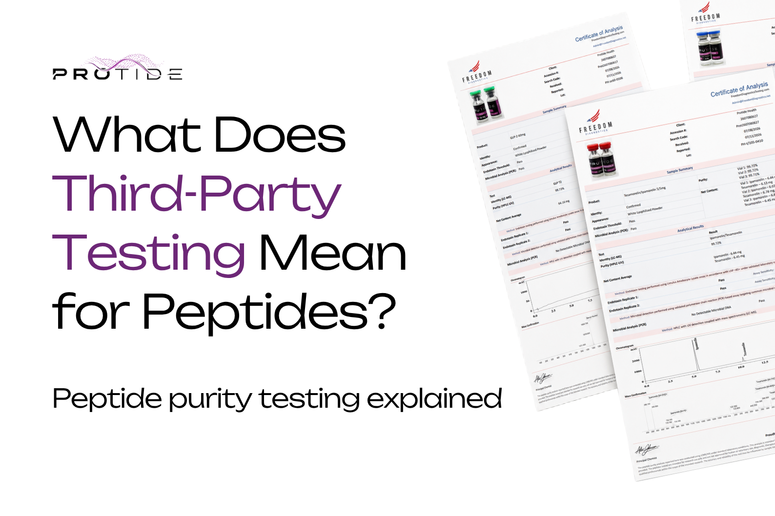 Peptide purity testing explained: how HPLC, mass spectrometry, and COAs verify third-party tested peptides.