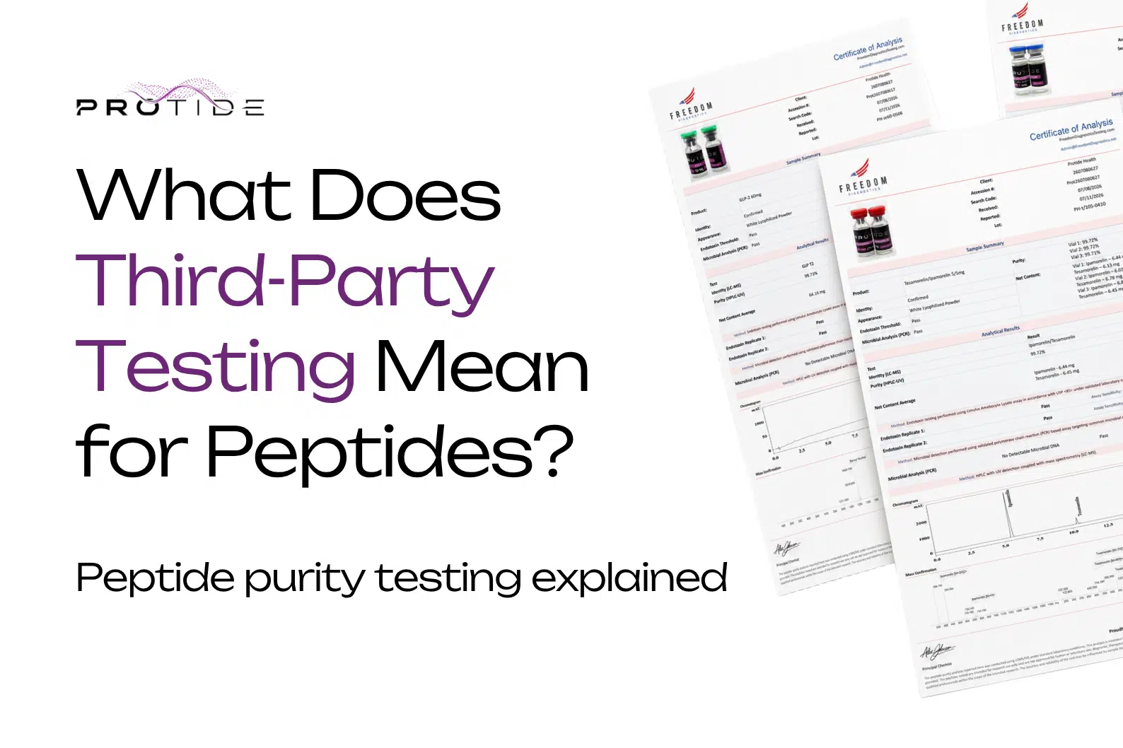Peptide purity testing explained: how HPLC, mass spectrometry, and COAs verify third-party tested peptides.
