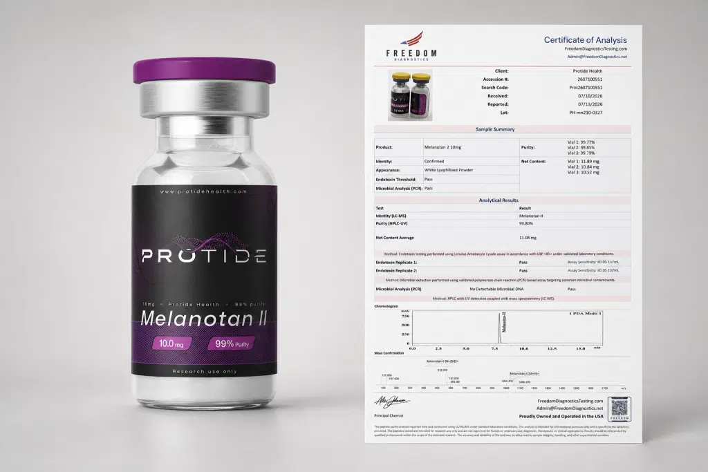 Melanotan-2 Protide Health Peptide Vial and COA
