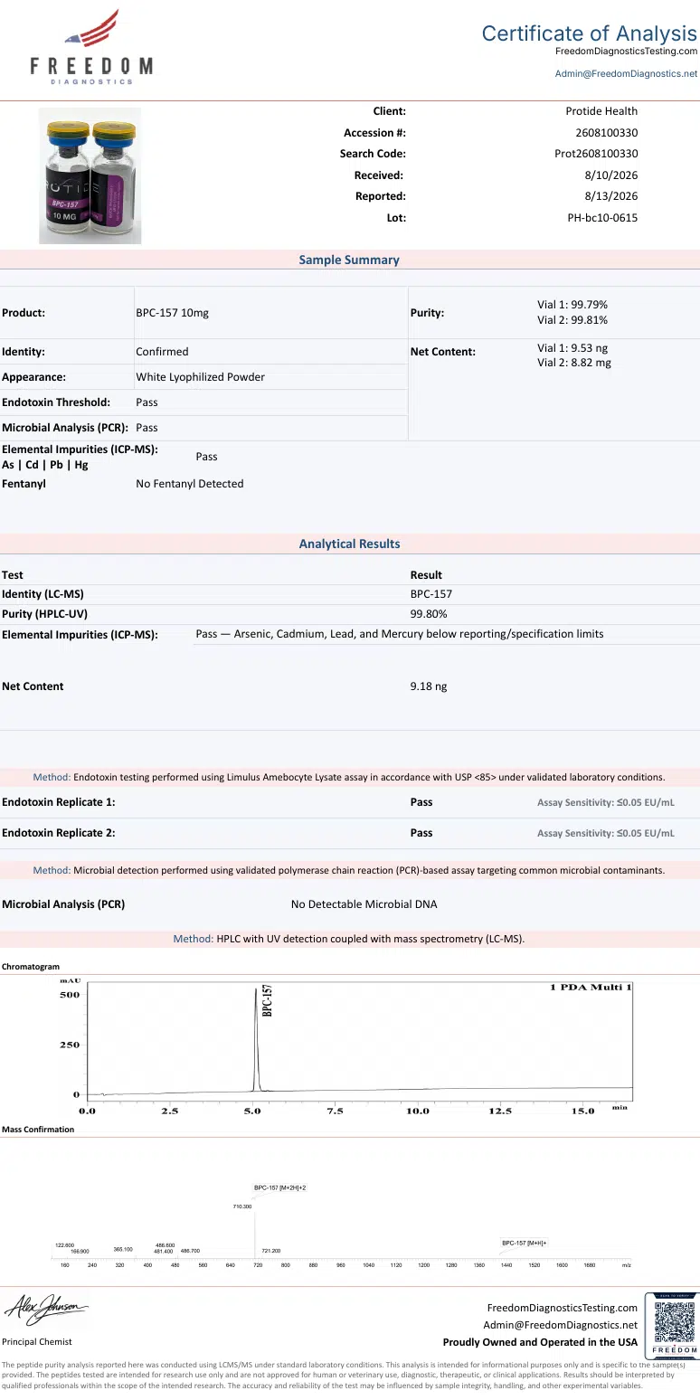 COA bpc 157 10mg coa 2608100330
