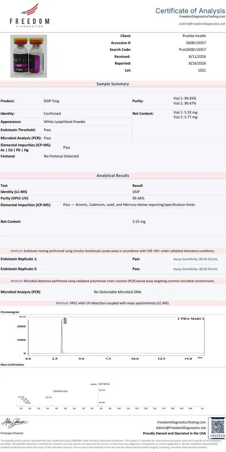 COA dsip 5mg coa 2608110357